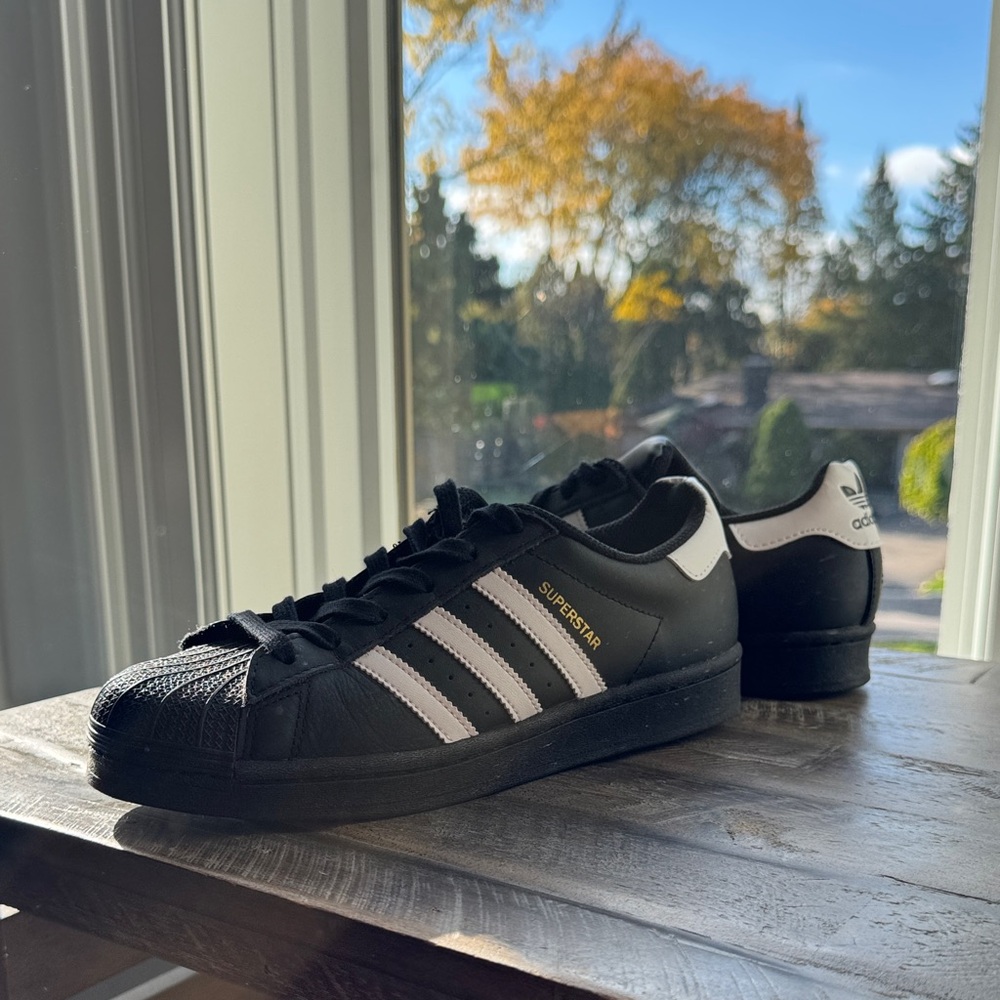 Adidas Superstar Black with White Stripes